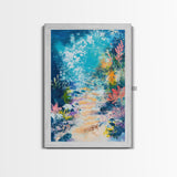 Underwater Fantasy Canvas Print Ocean Reef Wall Art, Abstract Sea Life Painting, Coastal Home Decor, Nautical Art, Beach House Decor