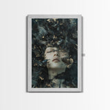 Dark Mystic Bird Canvas Print - Surreal Gothic Art, Moody Wall Decor, Dramatic Dreamscape Painting, Black Feather Fantasy Artwork