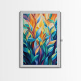 Vibrant Leaves, Botanical Art, Modern Abstract Art, Green Wall Art, Minimalist Art, Living Room Art, Canvas Print, Gift Idea