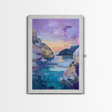 Sunset Cove, Moody Seascape, Coastal Landscape, Nautical Wall Art, Blue and Green Wall Art, Extra Wide Art, Boho Art, Canvas Print