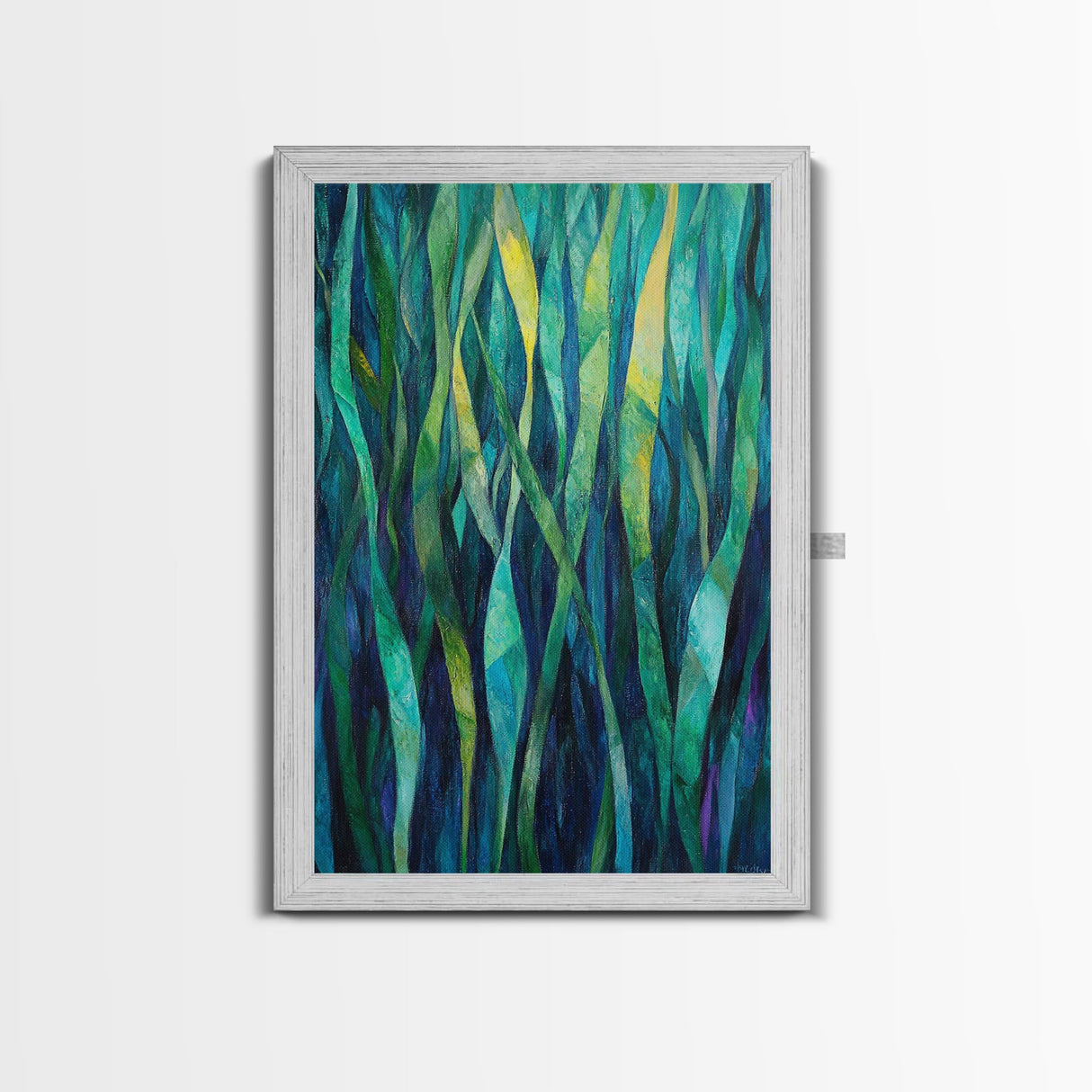 Moody Forest, Abstract Nature Art, Botanical Prints, Green Wall Art, Rustic Decor, Extra Wide Art, Framed Canvas Print, Gift Idea