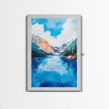 mountain painting, landscape painting, framed canvas print, lake Tahoe art, coastal landscape art, blue and green wall art, gift idea