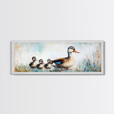 Mother Duck and Ducklings, Whimsical Farmhouse Animal Wall Art, Cute Baby Ducks Painting, Cozy Country Decor, Nursery Artwork