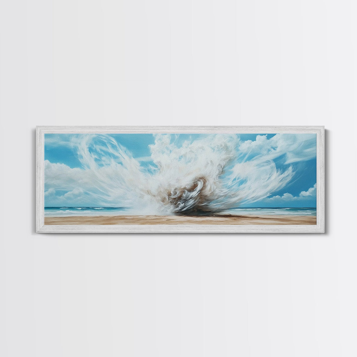 Ocean Wave Explosion Framed Canvas Print Coastal Wall Art, Beach Painting, Modern Seascape, Large Wall Decor, Living Room Artwork