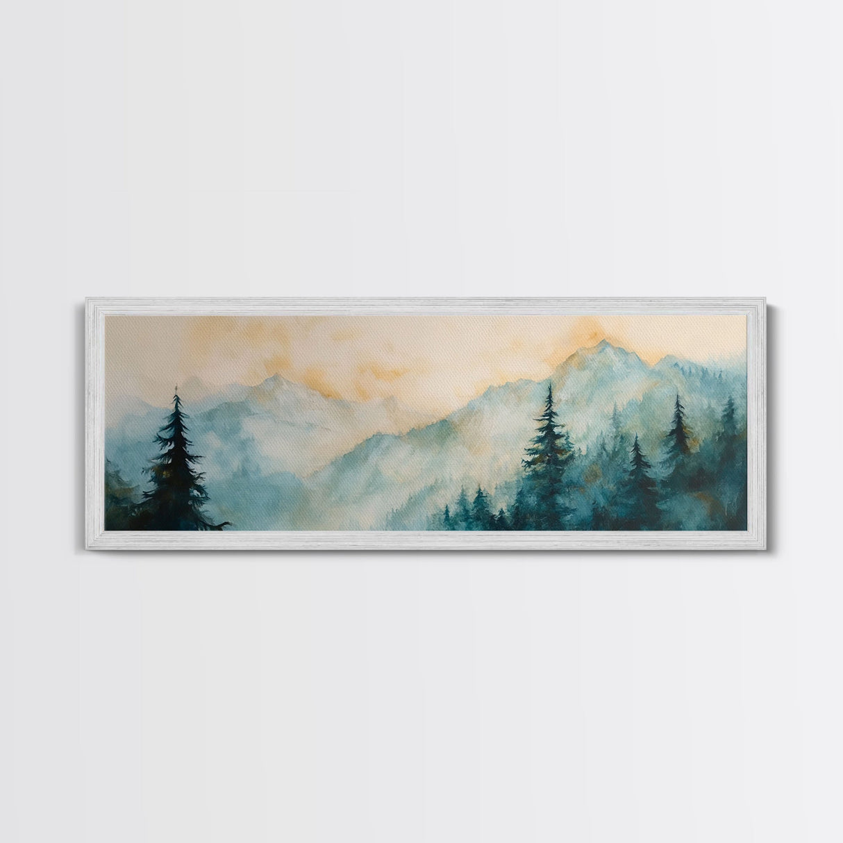 Misty Mountain Pines Canvas Print Serene Forest Landscape, Nature Wall Art, Boho Cabin Decor, Bedroom or Office Artwork, Rustic Vibes