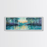 Twilight Lake Canvas Print Tranquil Nature Wall Art, Reflective Water Landscape, Mystical Forest Painting, Serene Bedroom Wall Decor