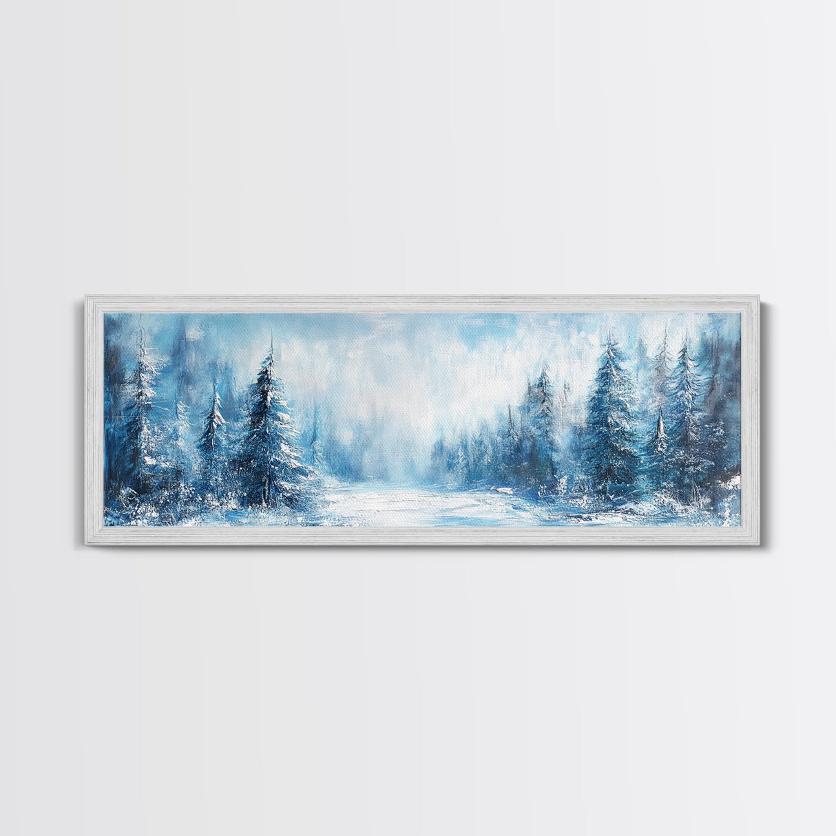 Winter Wonderland Framed Canvas Print, Snowy Forest Wall Art, Christmas Home Decor, Scandinavian Winter Art, Cozy Cabin Wall Art