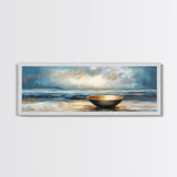 Ocean Bowl Framed Canvas Print, Coastal Zen Wall Art, Beach Minimalist Home Decor, Tranquil Seascape Art, Modern Nautical Wall Decor