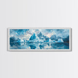 Iceberg Mountain Reflection Canvas Print, Arctic Nature Wall Art, Cool Blue Home Decor, Large Landscape Painting, Modern Office Art