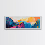 Colorful Mountain Reflections Canvas Print - Abstract Nature Wall Art, Vibrant Sunset Painting, Home Decor, Bold Artistic Statement