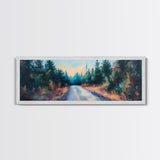 Enchanted Forest Road Canvas Print Moody Woodland Painting Autumn Trees Dark Nature Wall Art Warm Tones Bedroom Living Room Decor
