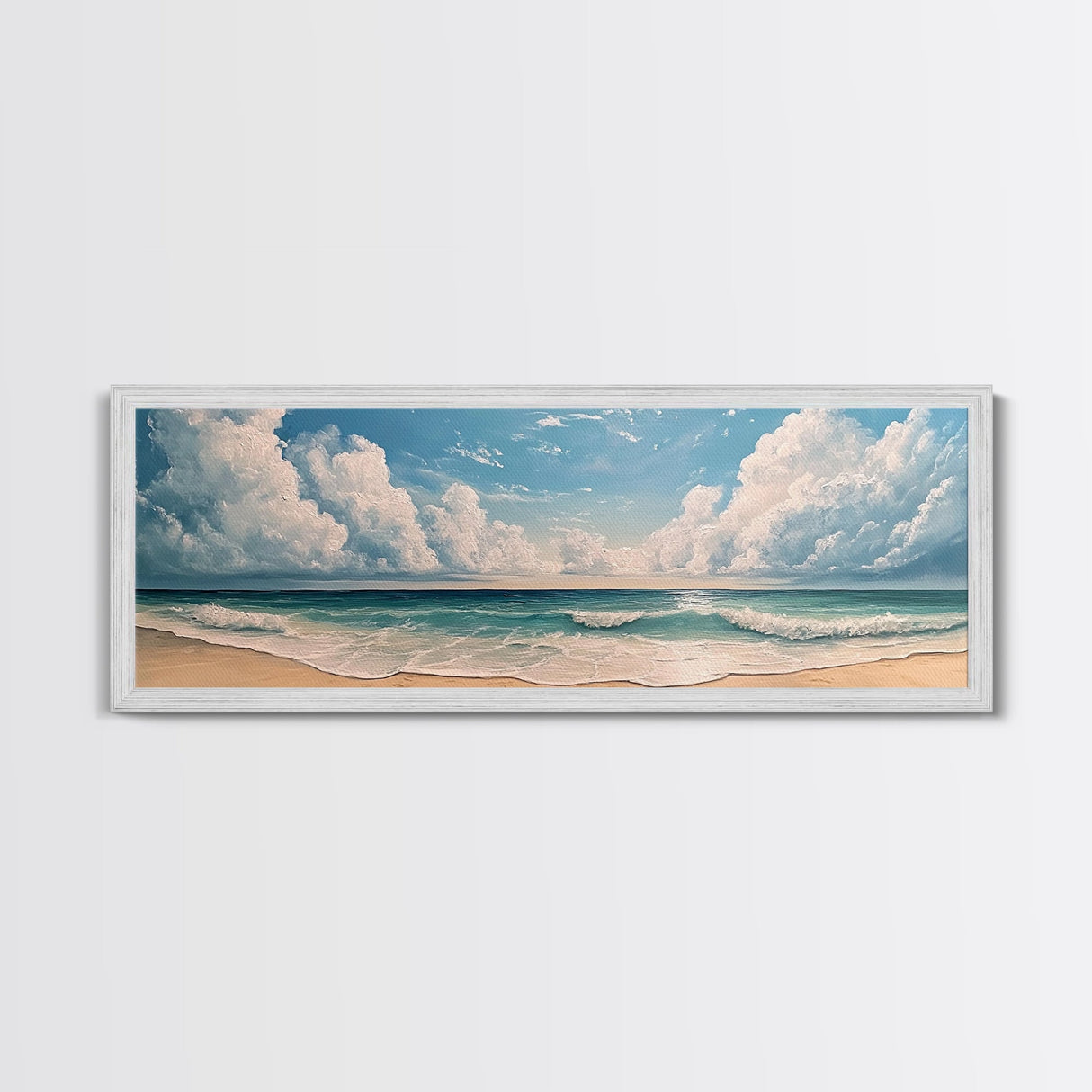Ocean Wave Horizon Canvas Print Coastal Seascape Wall Art, Tranquil Beach Painting, Nautical Home Decor, Relaxing Living Room Artwork