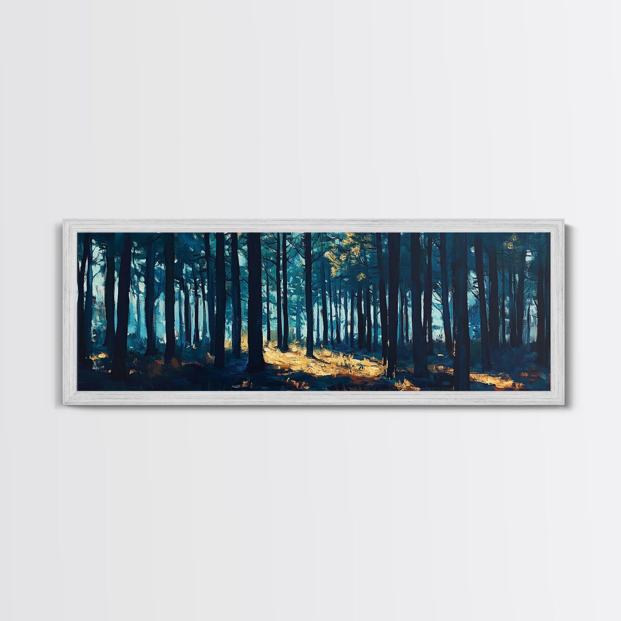 Enchanted Forest Art Framed Canvas Print - Dark Moody Woodland Painting, Nature Wall Art, Mystical Trees, Living Room Aesthetic