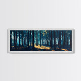 Enchanted Forest Art Framed Canvas Print - Dark Moody Woodland Painting, Nature Wall Art, Mystical Trees, Living Room Aesthetic