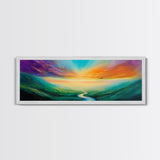 Vibrant Sky Journey Canvas Print, Colorful Sunrise Landscape, Abstract Nature Wall Art, Living Room Decor, Boho Dreamy Sunset Painting