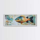 Vibrant Fish Canvas Print Rustic Coastal Wall Art Nautical Painting Beach House Decor Colorful Abstract Aquarium Art Lake House