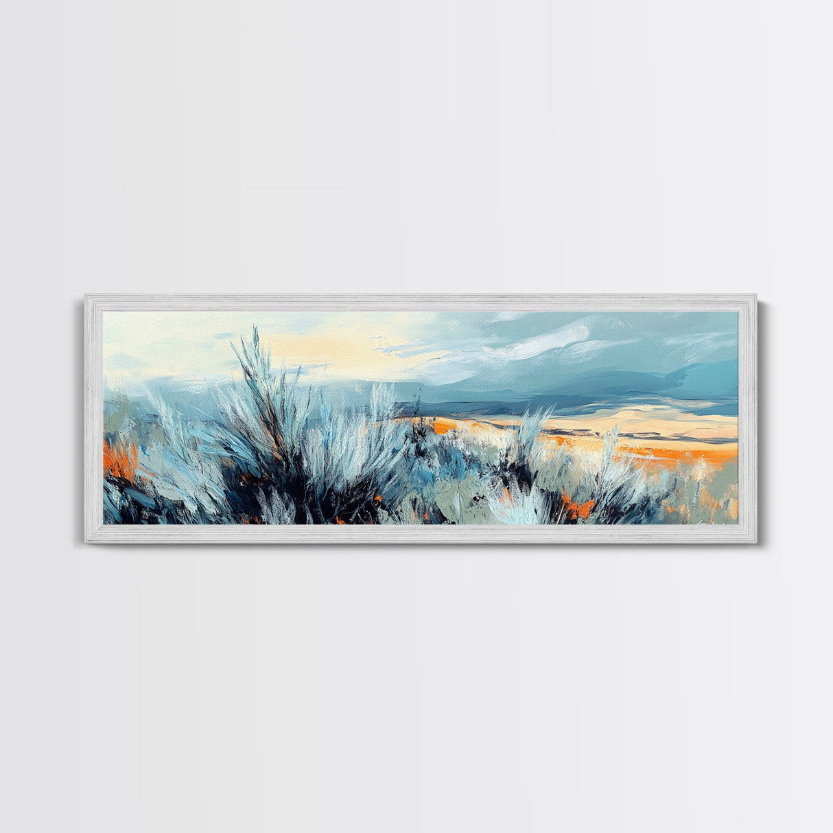 Wild Prairie Landscape Framed Canvas Print Rustic Nature Art, Modern Country Wall Decor, Warm Earth Tone Painting, Farmhouse Style
