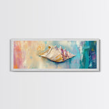 Textured Seashell Framed Canvas Print Beach House Decor, Coastal Wall Art, Pastel Ocean Painting, Nautical Theme, Home Decor
