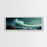 Dark Ocean Wave Canvas Print Dramatic Seascape Art, Coastal Wall Art, Stormy Water Painting, Nautical Home Decor, Large Wall Art