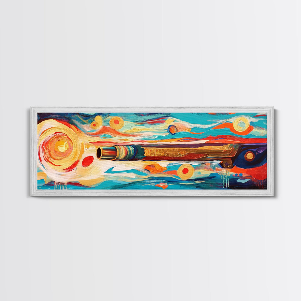 Abstract Shotgun Art Framed Canvas Print Vibrant Wall Decor Western Painting Rustic Living Room Wall Art Southwestern Boho Style