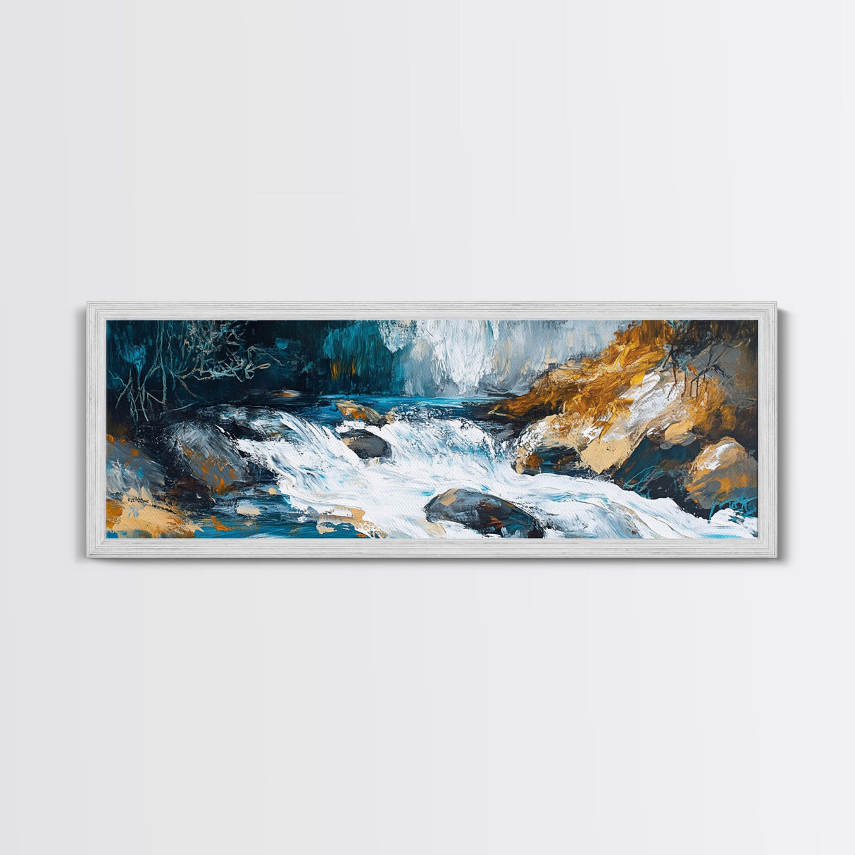 Wild River Rapids Framed Canvas Print Nature Landscape Art Rustic Cabin Wall Decor Adventure Themed Living Room Wall Art