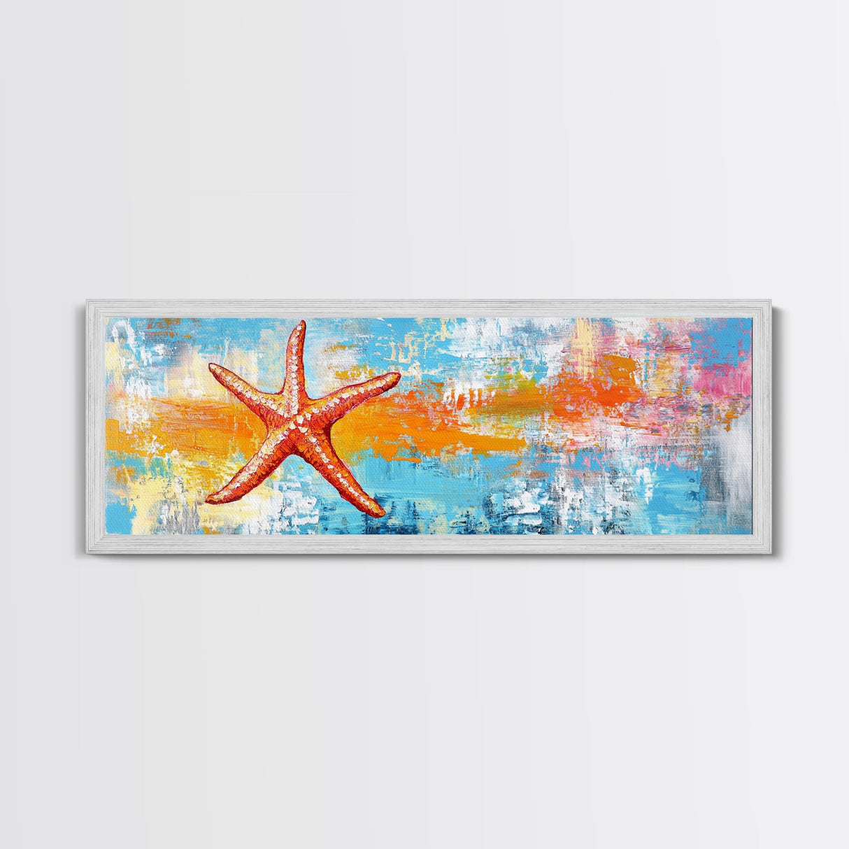 Starfish, Beach Themed Wall Art, Ocean Life Painting, Coastal Decor, Framed Canvas Print, Nautical Style, Living Room Artwork