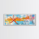 Starfish, Beach Themed Wall Art, Ocean Life Painting, Coastal Decor, Framed Canvas Print, Nautical Style, Living Room Artwork
