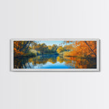 Autumn Lake, Fall Landscape Painting, Nature Wall Art, Seasonal Home Decor, Canvas Print, Rustic Cabin Artwork, Living Room Art