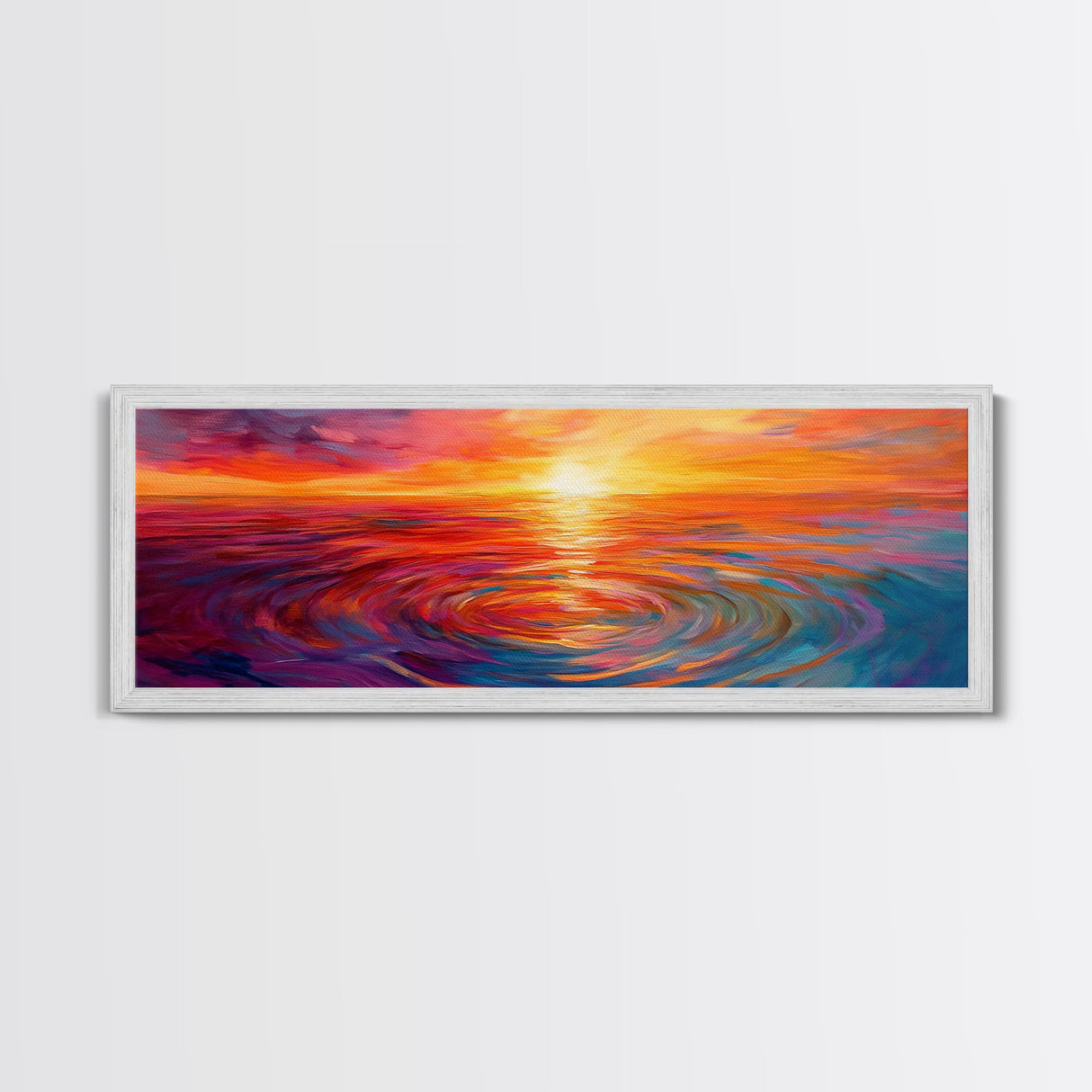 Fiery Sunset, Abstract Seascape Painting, Vibrant Ocean Art, Sunset Glow, Canvas Print, Nautical Home Decor, Bedroom Artwork