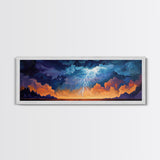 Lightning, Storm, Dramatic, Skyscape, Framed Canvas Print, Abstract Landscape Art, Dark Wall Art, Office Decor, Sky Painting