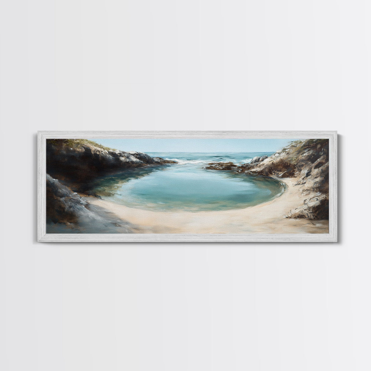 Hidden, Lagoon, Secluded, Beach, Canvas Print, Coastal Escape Art, Tranquil Water Scene, Bedroom Wall Art, Ocean Painting