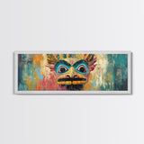 Tribal Mask, Vibrant Abstract, Bold Expressionism, Canvas Print, Boho Wall Art, Home Decor, Unique Artwork, Living Room Art