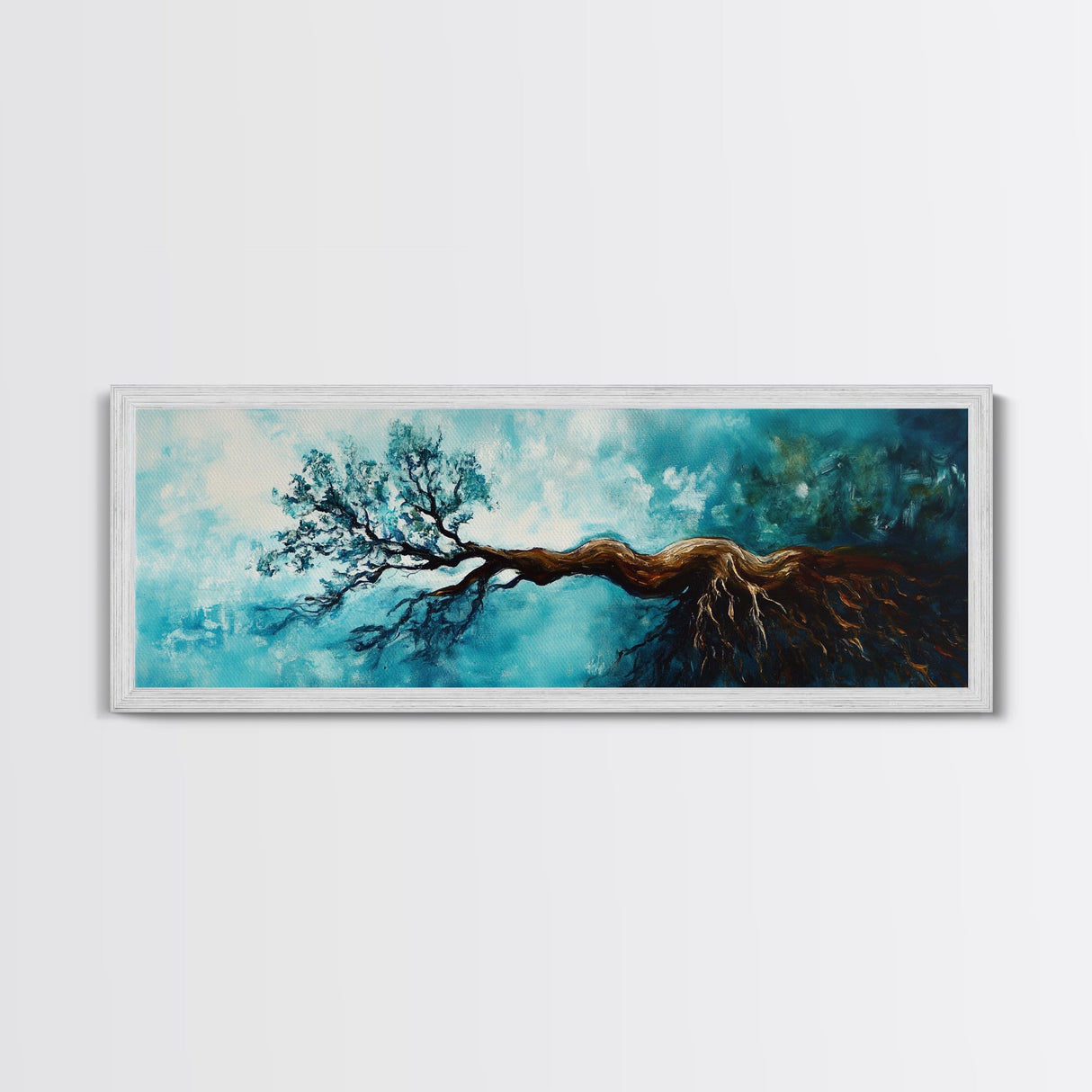 Twisted Roots, Sky Tree, Surreal Nature Art, Canvas Print, Abstract Landscape, Whimsical Wall Decor, Earthy Tones, Nature Inspired Art