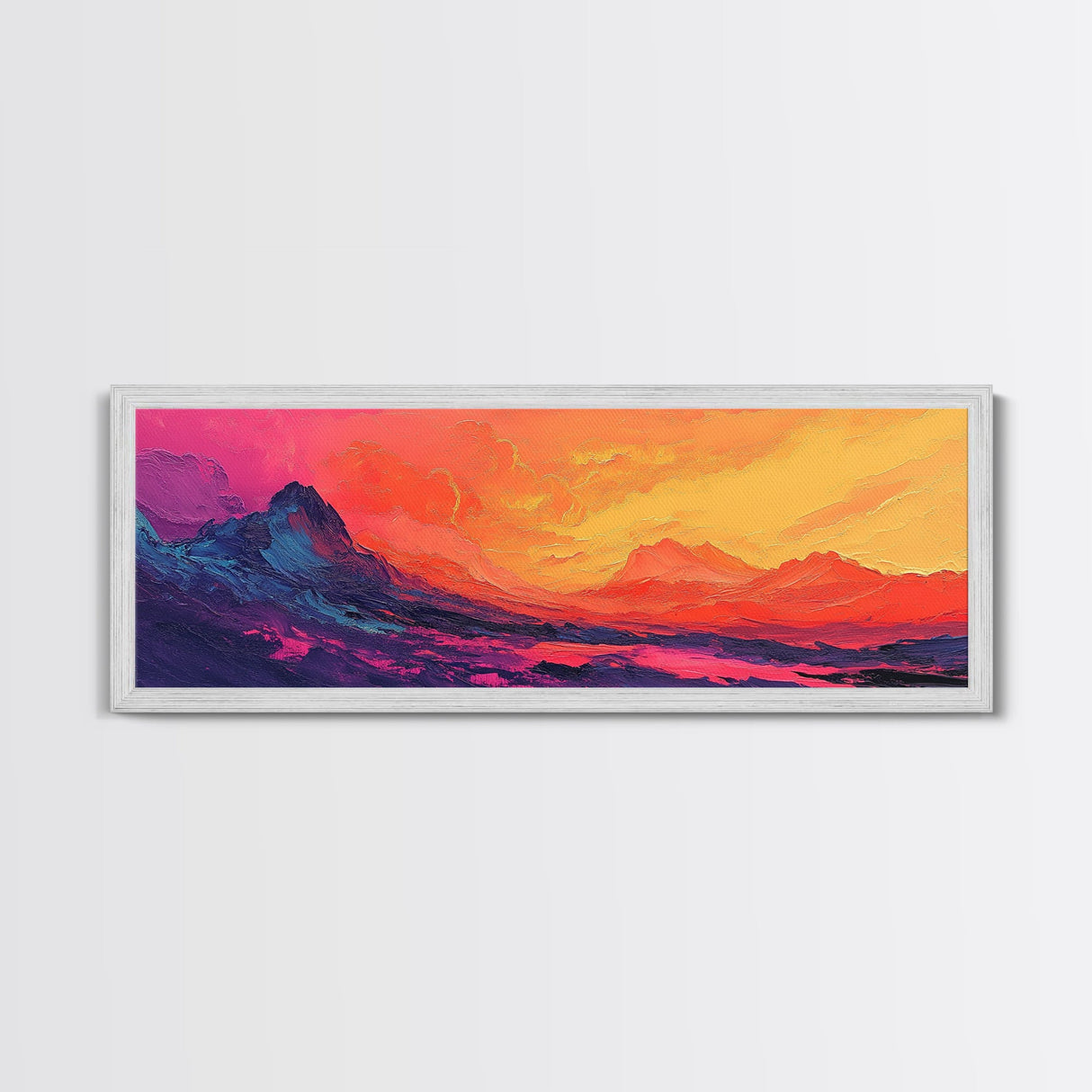 Sunset Mountains, Abstract Landscape, Canvas Print, Colorful Wall Art, Living Room Decor, Boho Art, Office Wall Art, Vibrant Painting