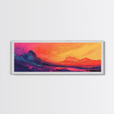 Sunset Mountains, Abstract Landscape, Canvas Print, Colorful Wall Art, Living Room Decor, Boho Art, Office Wall Art, Vibrant Painting