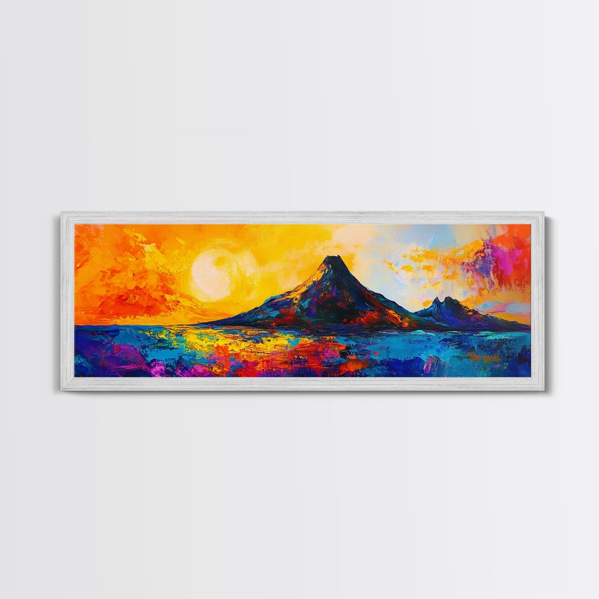 Fiery Sunset, Abstract Mountain, Canvas Print, Modern Landscape Art, Living Room Wall Decor, Bold Wall Art, Colorful Nature Art