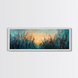 Wild Grass, Sunset Landscape Art, Serene Nature Painting, Farmhouse Wall Decor, Bedroom Wall Art, Home Print, Framed Canvas Print
