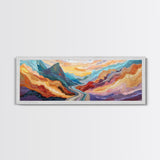 Desert Road, Colorful Mountain Art, Southwestern Landscape Painting, Earthy Boho Decor, Living Room Art, Canyon Print, Canvas Print