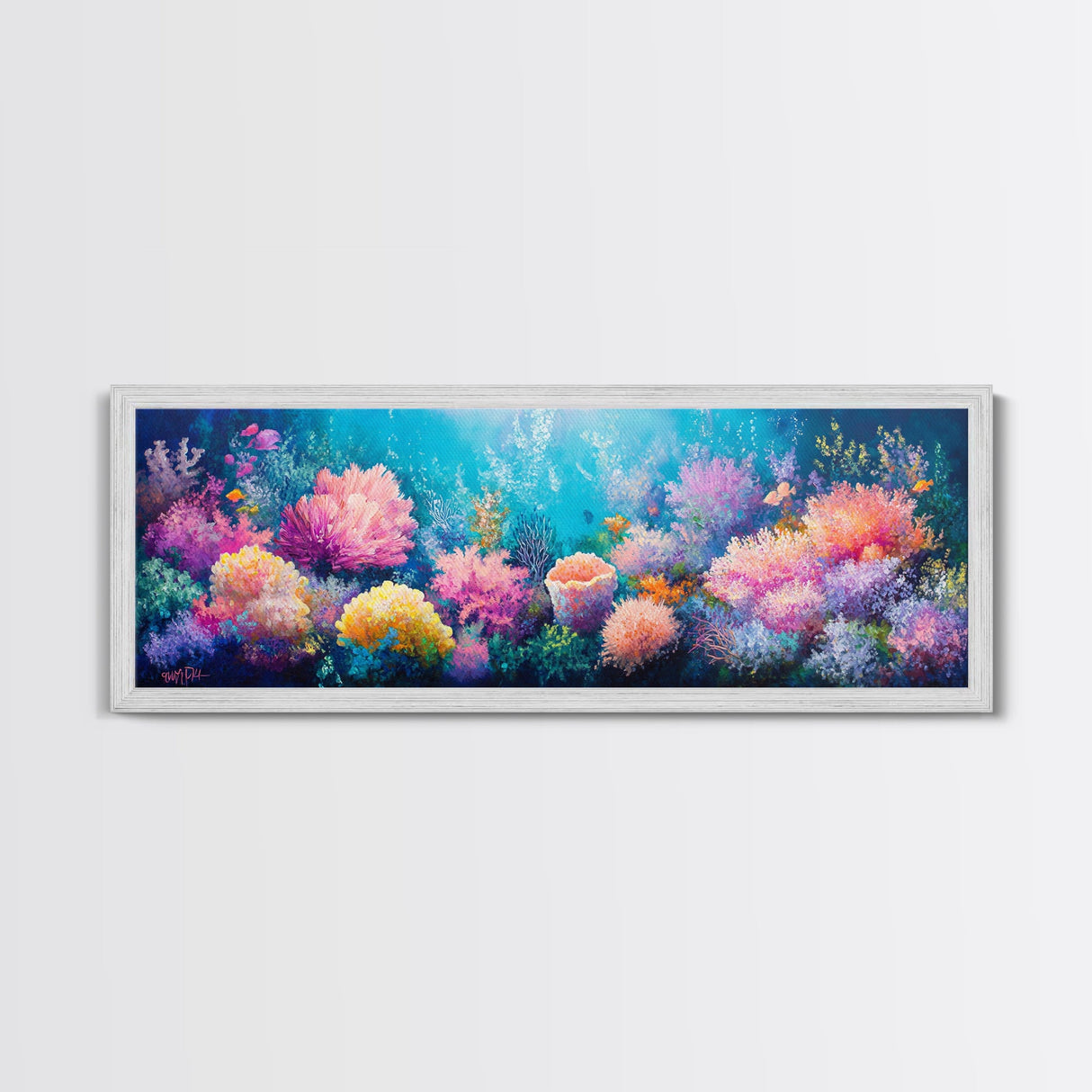 Deep Sea Fantasy Canvas Print, Oceanic Wonderland Wall Art, Marine Life Painting, Dreamy Underwater Aesthetic, Vibrant Colors