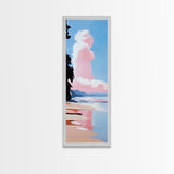 Pink Cloud Beach, Dreamy Seascape, Pastel Ocean Art, Coastal Wall Decor, Aesthetic Art, Bedroom Art, Canvas Print