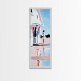 White House Porch, Coastal Home Art, Minimalist Architecture, Light and Airy, Aesthetic Home Decor, Summer Vibes, Framed Canvas Print
