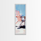 Adirondack Chair, Beachside Relaxation, Pink and Blue Art, Framed Canvas Print, Coastal Home Decor, Summer Vibes, Living Room Wall Art