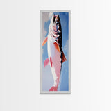 Trout Fish Art, Rustic Fishing Decor, Nature Wildlife Painting, Modern Minimalist Blue, Cabin Lodge Wall Art, Canvas Print