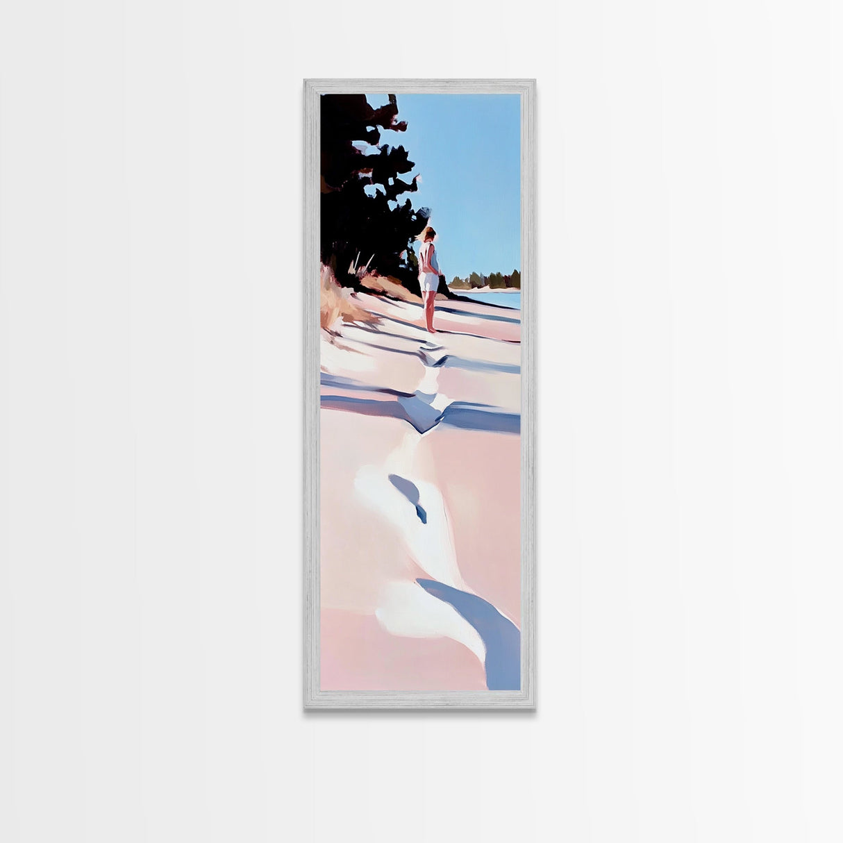 Sandy Beach, Coastal Landscape, Pastel Beach Art, Modern Nature, Canvas Print, Minimalist Seascape, Living Room Wall Art, Bedroom Decor