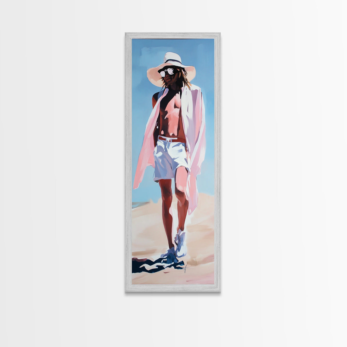 Summer Fashion, Beach Aesthetic, Coastal Decor, Framed Canvas Print, Minimalist Art, Modern Wall Art, Boho Style, Living Room Art