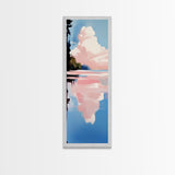 Pink Sky, Sunset Landscape, Coastal Art, Modern Wall Art, Minimalist Decor, Boho Aesthetic, Bedroom Art, Framed Canvas Print, Gift Idea
