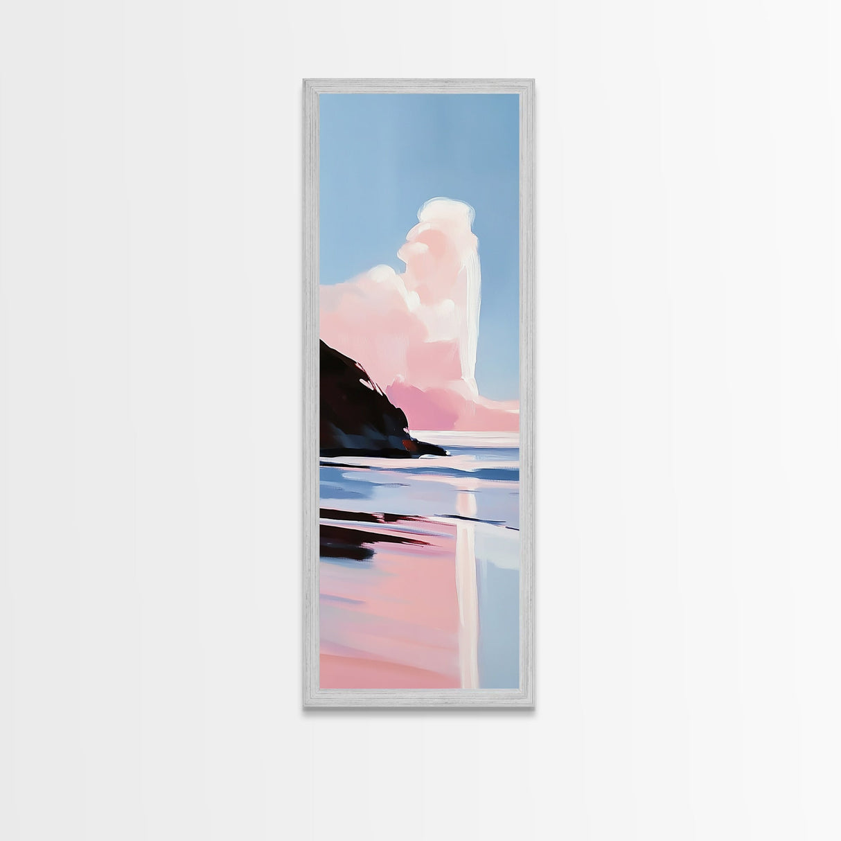 Pink Cloud, Dreamy Landscape, Soft Color Art, Aesthetic Sky, Boho Home Decor, Tranquil Seascape, Bedroom Wall Art, Framed Canvas Print