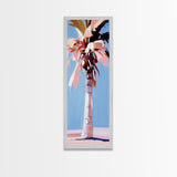 Palm Tree, Coastal Breeze, Tropical Aesthetic, Framed Canvas Print, Beach House Decor, Minimalist Painting, Living Room Art, Gift