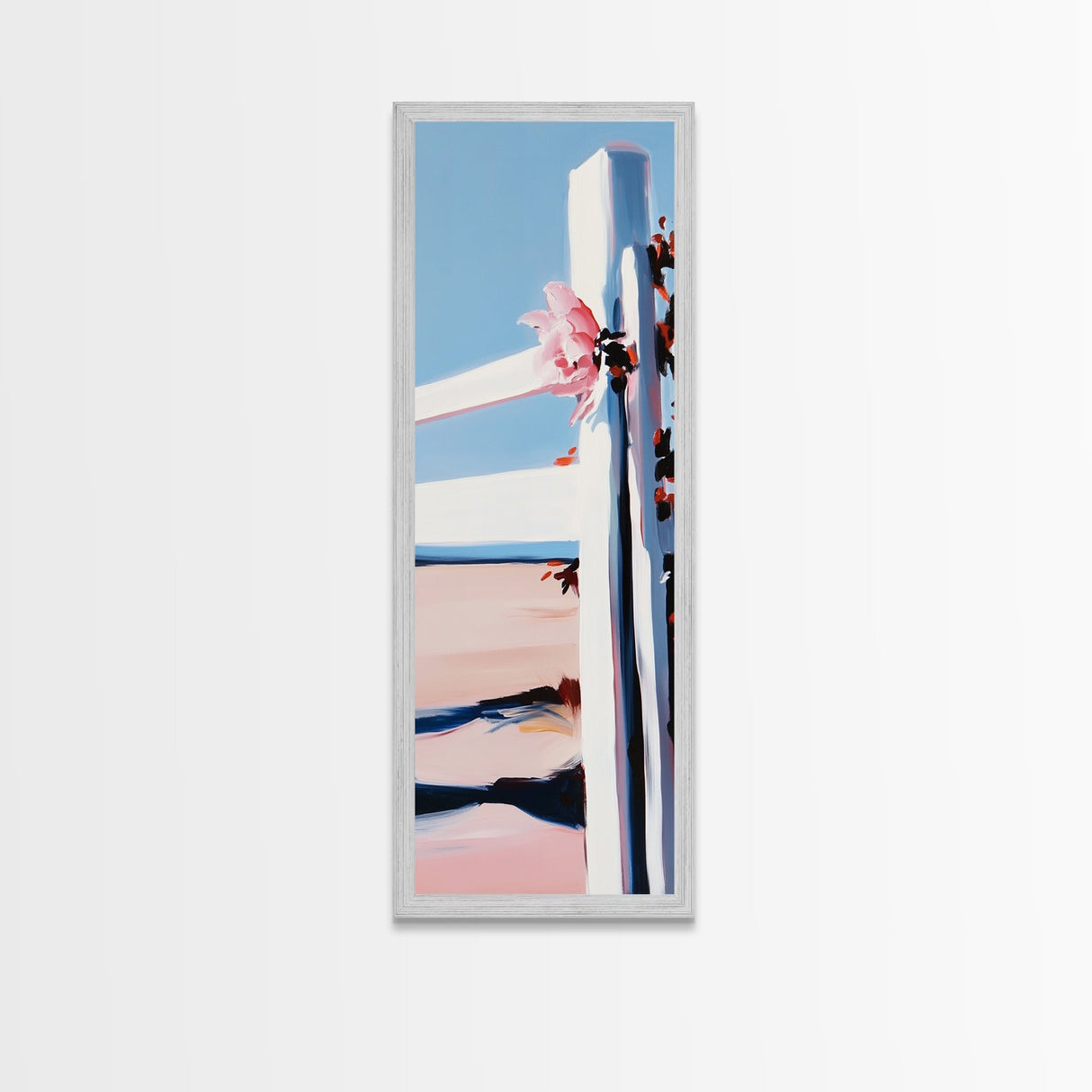 Seaside Fence, Nautical Wall Art, Coastal Home Decor, Beach Aesthetic, Framed Canvas Print, Ocean View Art, Minimalist Landscape