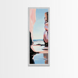 Coastal Rock, Ocean Reflections, Framed Canvas Print, Seaside Cliff Art, Beach House Decor, Minimalist Seascape, Relaxing Wall Art